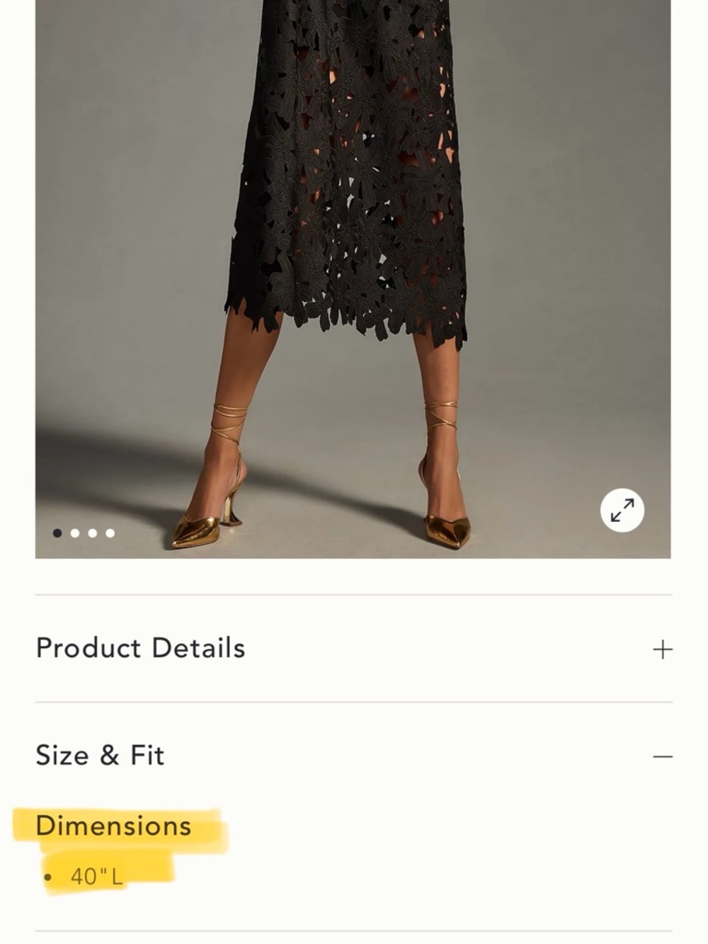 Anthropologie Black Floral Crochet Maxi Dress - Picture 2 of 3